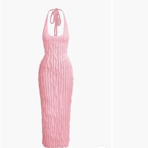 Elegant Pink Halter Dress